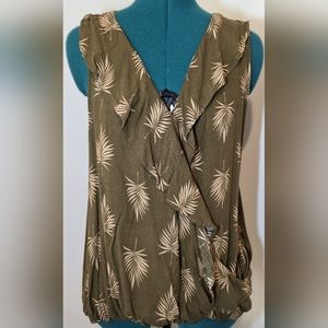 A New Day Army&Tan Tropical Blouse